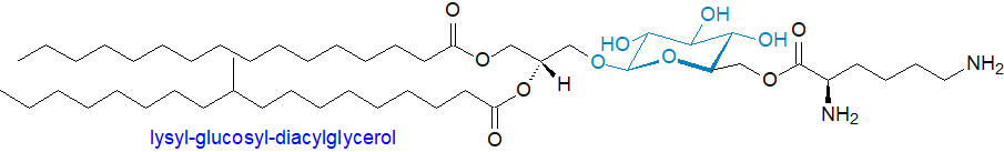 Formula of lysyl-glucosyl-diacylglycerol