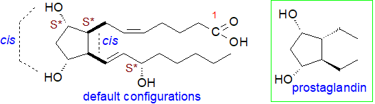 Default structure for isoprostanes v. natural prostaglandins