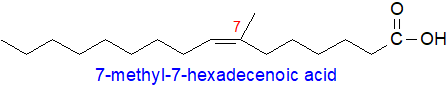 Formula of 7-methyl-7-hexadecenoic acid